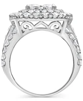 Diamond Double Halo Multirow Cluster Ring (4 ct. t.w.) in 14k White Gold