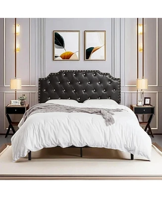 gaomon with Linen Uphokltered Headboard, Metal Support, No Box Spring Needed, Noise Free, Under Bed Storage, Easy Assembly