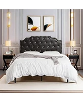 gaomon with Linen Uphokltered Headboard, Metal Support, No Box Spring Needed, Noise Free, Under Bed Storage, Easy Assembly