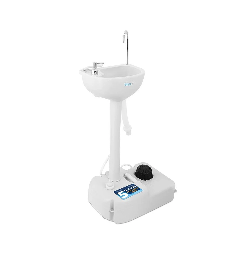 SereneLife Portable Hand-Wash Sink Station with Foot Pump & Soap Dispenser