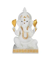 Fc Design "2-pc Set" 10.25"H White and Gold Ganesha Figurine Statue Ornament Home Room Office Decor and Perfect Ideas for Housewarming, Holidays and B