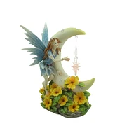 Fc Design "2-pc Set" 7.75"W Fairy on Moon with Led Figurine Statue Ornament Home Room Office Decor and Perfect Ideas for Housewarming, Holidays and Bi