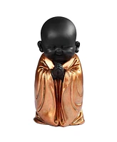 Fc Design "2-pc Set" 7"H Praying Little Buddhist Monk in Gold and Black Figurine Statue Ornament Home Room Office Decor and Perfect Ideas for Housewar