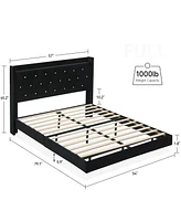 gaomon Floating Bed Frame Queen Size with Led Lights, Upholstered Platform Bed Frame