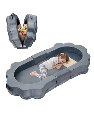 gaomon Portable Toddler Bed, Foldable Travel Bed for Kids Ages 1-5, Toddler Travel Bed Floor Bed for Sleeping, Soft and Safe