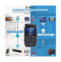 Pyle 2-in-1 Wireless Bluetooth 5.1 Transmitter & Receiver with Aux & Lcd Display