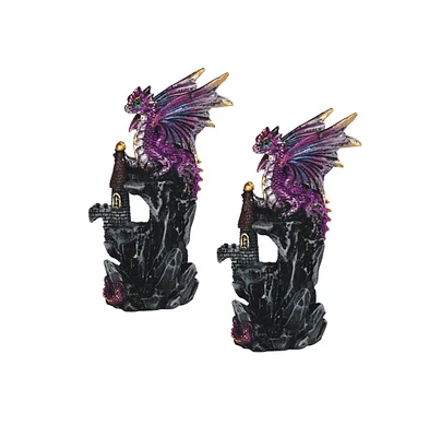 Fc Design "2-pc Set" 4.25"H Blue Dragon on Castle Figurine Statue Ornament Home Room Office Decor and Perfect Ideas for Housewarming, Holidays and Bir