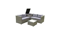 Slickblue 4-Piece Patio Sectional Sofa Set with Storage Box for Outdoor Seating and Relaxation