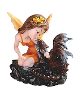 Fc Design "2-pc Set" 4.25"W Peach Fairy with Cute Little Dragon Figurine Statue Ornament Home Room Office Decor and Perfect Ideas for Housewarming, Ho