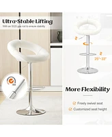 Gymax Set of 4 Adjustable Bar Stools Swivel Pub Chairs Barstools Pu Leather