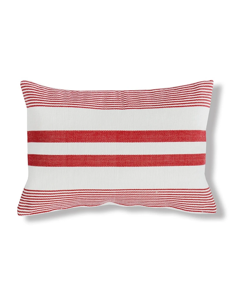 C&F Home 14" x 22" Red & White Stripe July Fourth Americana Cotton Woven Throw Pillow