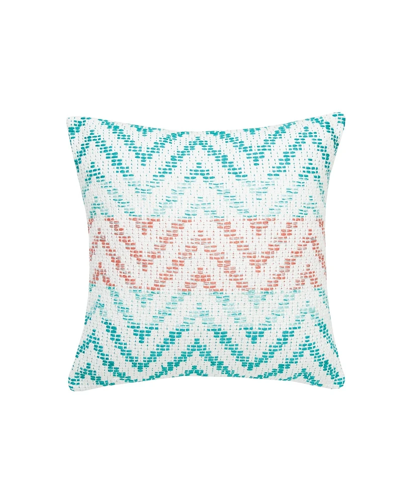 C&F Home 18" x 18" Chevron Coral and Green Throw Pillow