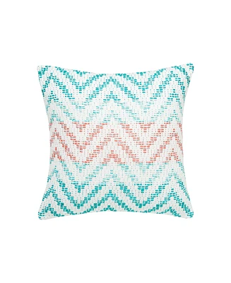 18" x 18" Chevron Blue And Yellow Woven Pillow Decor Decoration Throw Pillow For Sofa Couch Or Bed