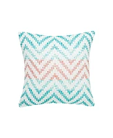 C&F Home 18" x 18" Chevron Coral and Green Throw Pillow