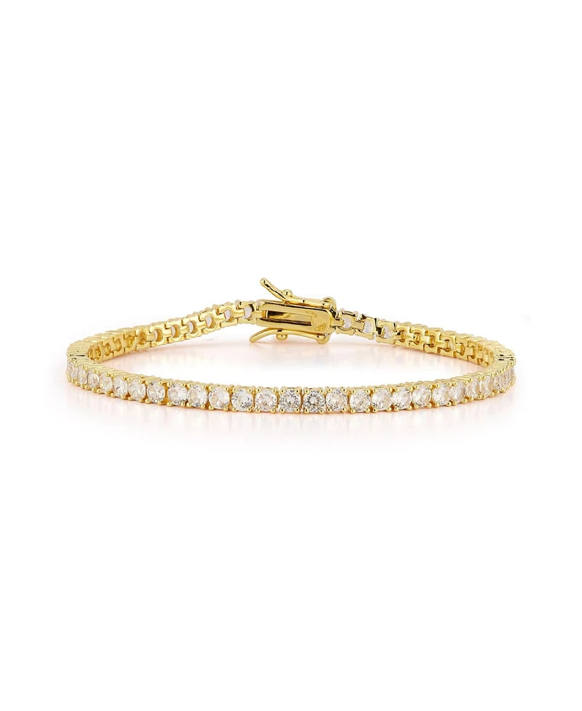 Rachel Zoe Gold Plated Round Crystal Tennis Bracelet