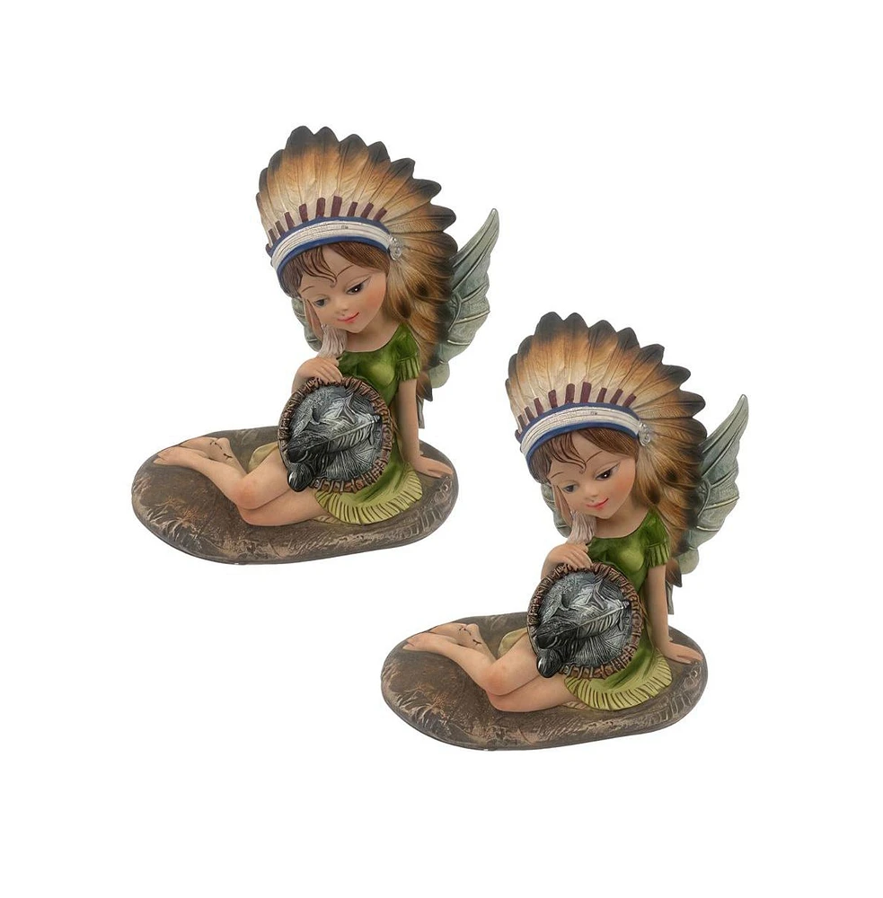 Fc Design "2-pc Set" 4.75"H Indian Girl Fairy with Dream Catcher Figurine Statue Ornament Home Room Office Decor and Perfect Ideas for Housewarming, H