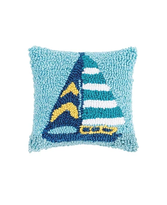 8" x 8" Sailboat Stripe Small Petite Hooked Throw Pillow