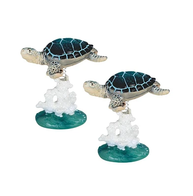 Fc Design "2-pc Set" 3.5"H Sea Turtle on Coral Figurine Statue Ornament Home Room Office Decor and Perfect Ideas for Housewarming