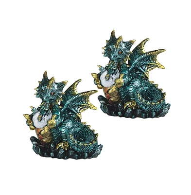 Fc Design "2-pc Set" 4.75"H Blue Dragon Holds Dragon Baby Hatchling in Egg Figurine Statue Ornament Home Room Office Decor and Perfect Ideas for House