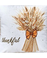 18" x 18" Thankful Wheat Printed and Embroidered Throw Pillow