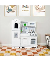 Chef Sounds Interactive Play Kitchen for Kids - Wooden Kitchen Playset with Lights, Sounds, and Accessories - White