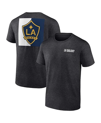 Fanatics Men's Heather Charcoal Los Angeles Galaxy Iconic Blocked-Out T-Shirt