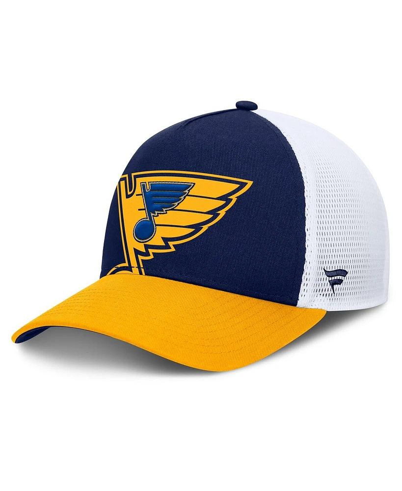 Fanatics Men's Blue/Gold St. Louis Blues Authentic Pro A-Frame Rink Adjustable Hat