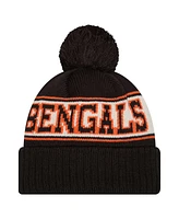 New Era Men's Black Cincinnati Bengals Retro Cuffed Knit Hat with Pom