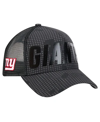 New Era Men's Black New York Giants Midnight Ink Tonal Text A-Frame Trucker 9FORTY Adjustable Hat