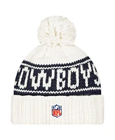 New Era Women's White Dallas Cowboys 2024 Sideline Cuffed Knit Hat with Pom