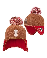 Outerstuff Baby Boys and Girls Brown San Francisco 49ers Football Head Knit Hat with Pom