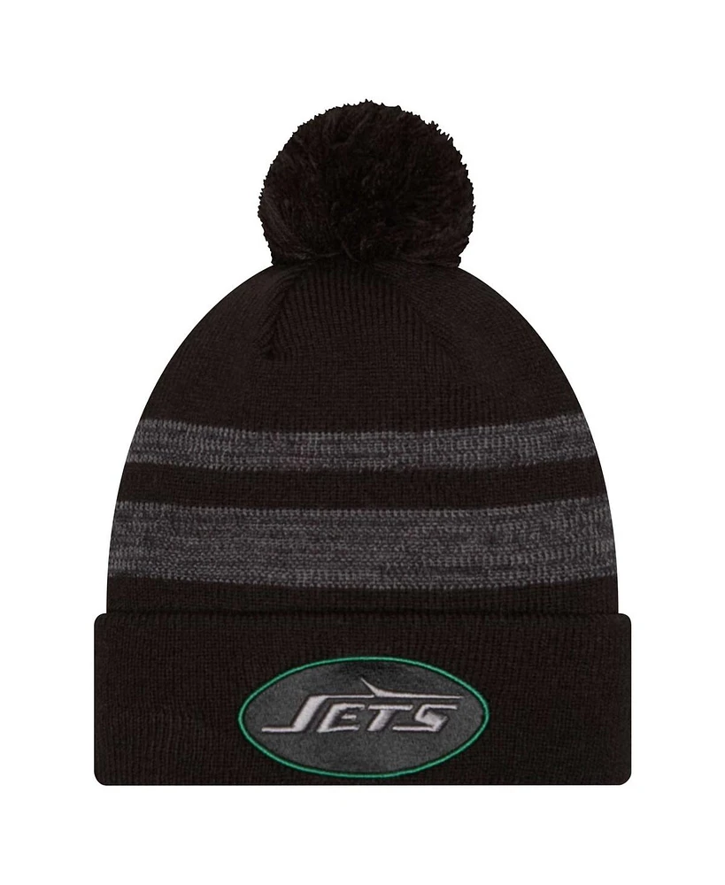 New Era Men's Black New York Jets Dispatch Cuffed Knit Hat with Pom