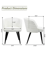 Dyhome Upholstered Fabric Dining Chairs with Black Metal Legs, Modern Curved Backrest Kitchen Chairs