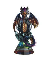 Fc Design 2-pc Set" 4.75"H Purple Dragon with Golden Tip Wings Sitting on Faux Crystal Glass Figurine Statue Ornament Home Room Office Decor and Perfe