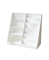 Lovmor Kids Bookshelf and Toy Storage Organizer, Multifunctional 4 Tier Wooden Kids Book Shelf with Bookcase Display Stand in Kids Room