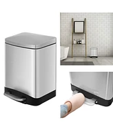 Mega Casa 1.6 Gal./6 Liter Stainless Steel Rectangular Step-on Trash Can for Bathroom and Office
