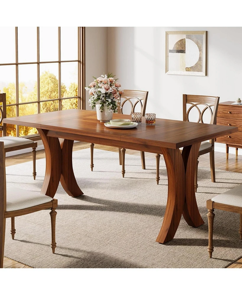 Tribesigns 63-Inch Dining Table for 4-6, Rectangle Wood Kitchen Table with X-Shaped Legs, Modern Dinner Table Kitchen & Dining Room Table, Walnut Brow