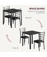 gaomon 3 Piece Dining Table Set for 2 Metal Frame Wood Kitchen Table and 2 Chairs Small Dining Furniture Set for Small Space Apartment Dining Room