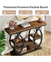Tribesigns 39.4" Console Table, Industrial 4-Tier Sofa Table Entryway Table with Storage Shelves, Narrow Wood Accent Tables with Metal Frame for Small