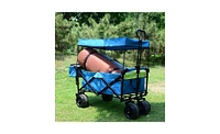 Slickblue Heavy Duty Folding Wagon Cart with Removable Canopy for Outdoor Convenience and Protection