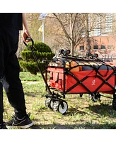 Slickblue Collapsible Heavy-Duty Beach Wagon Cart with Universal Wheels, Adjustable Handle for Outdoor, Camping, Garden, and Shopping Use