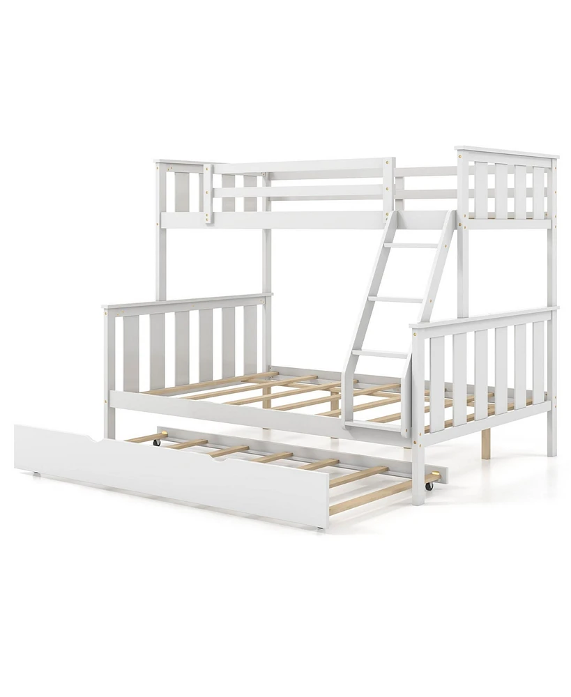 Gouun 3-in-1 Twin Over Full Bunk Bed with Trundle and Ladder