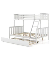 Gouun 3-in-1 Twin Over Full Bunk Bed with Trundle and Ladder