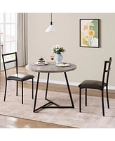 gaomon Dining Table Set for 2, Round Kitchen Table and Upholstered Chairs for 2, 3 Piece Dining Room Table Set, Kitchen Table Set for Small Space