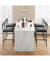 gaomon Bar Stools Set of 4, Upholstered Counter Height Bar Stools with Backrest and Footrest, Kitchen Barstools for Island, Counter Bar, Easy Assembly