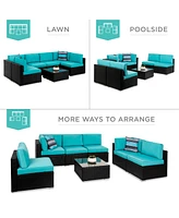 Best Choice Products 7-Piece Outdoor Modular Patio Conversation Furniture, Wicker Sectional Set