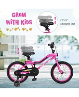 Costway 16" Led Lighted Kids Bike with Adjustable Seat Coaster Brake Training Wheels
