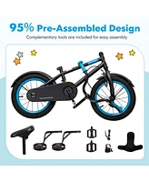 Costway 12" Kids Bike with Adjustable Saddle Handlebar Removable Training Wheels Handbrake