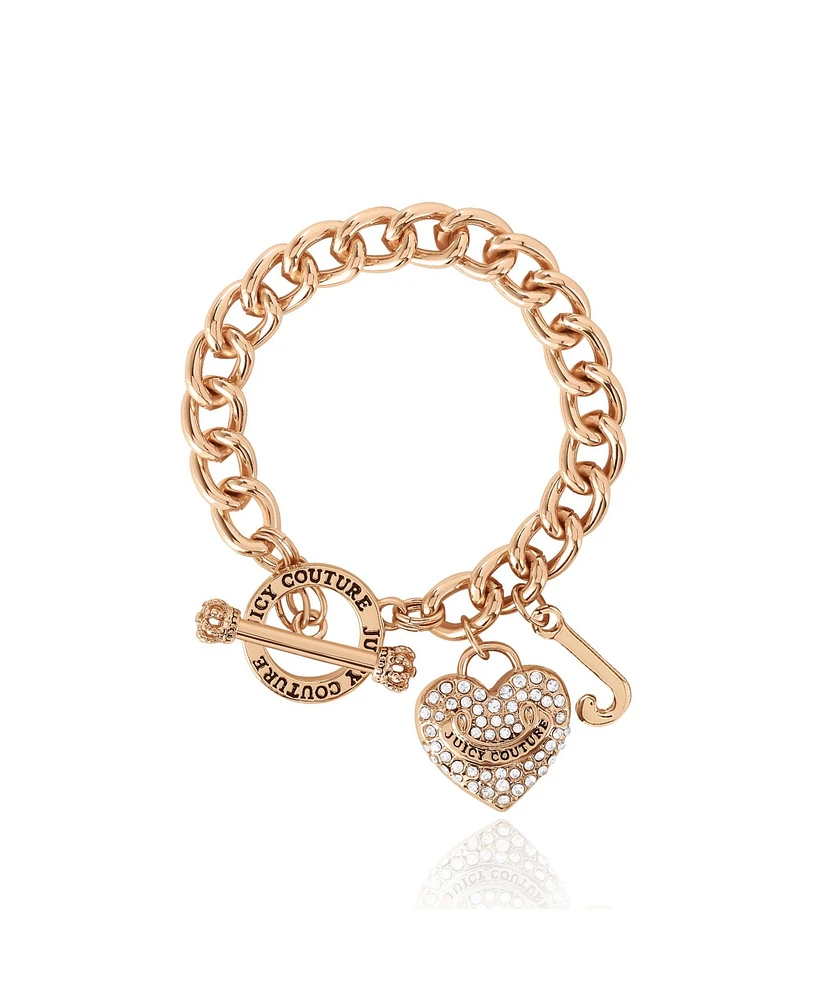 Juicy Couture Toggle Bracelet with Crystal Heart Charm