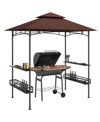 Outsunny 8' x 5' Grill Gazebo, 2-Tier Outdoor Bbq Dark